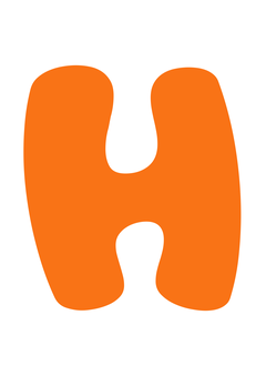 Thumbnail of letter H in orange bubble font
